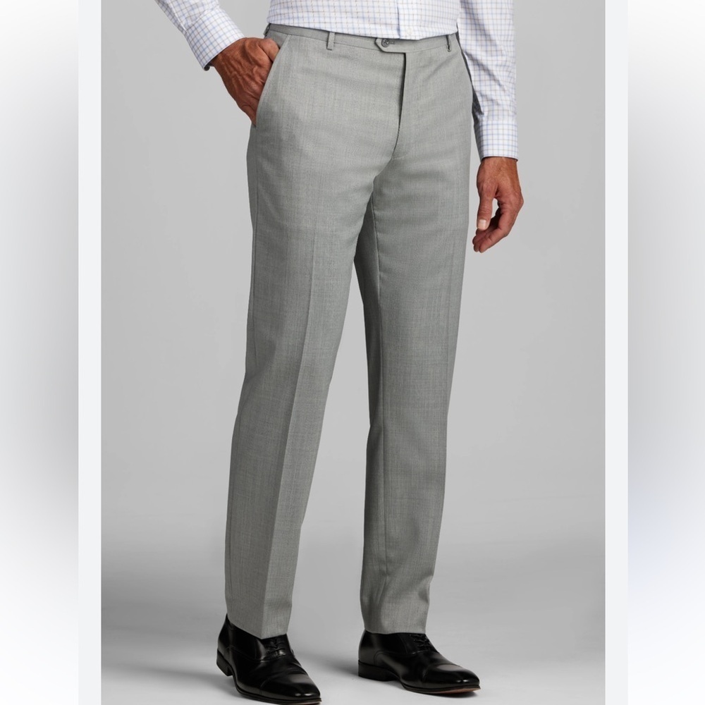 Jos A Bank Traveler Mens Sz 36R Tan Tailored fit 💯 Wool Suit pants lightweight